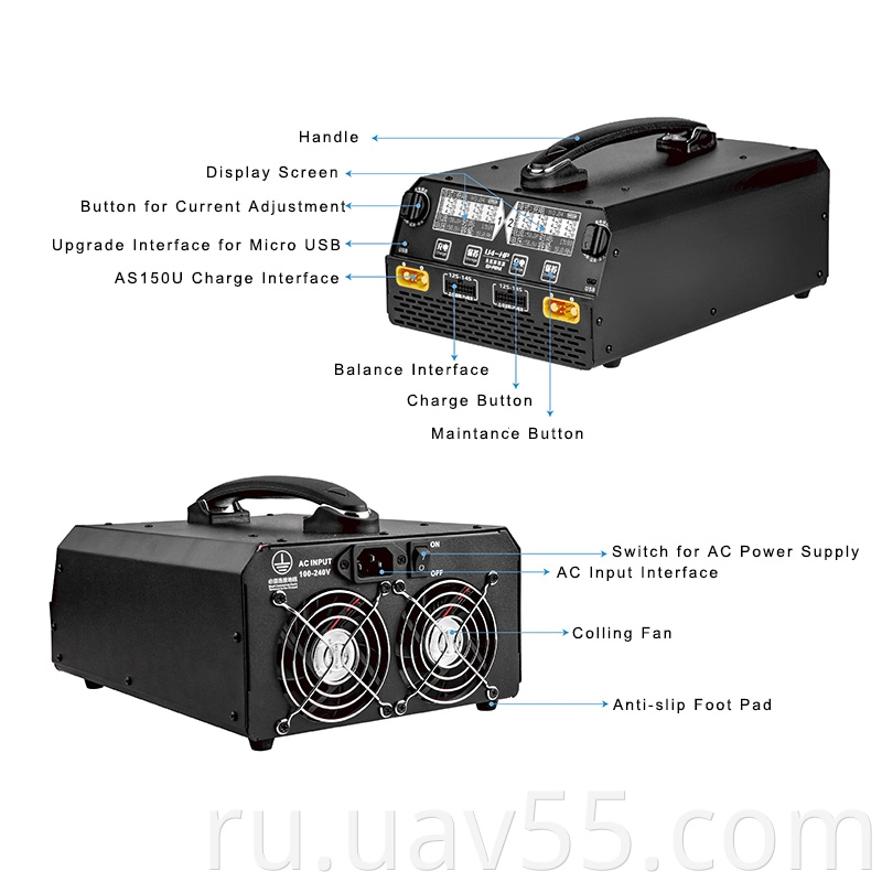 EV-PEAK U4-HP BALACE Зарядное устройство Двойной канал для батареи Lipo/LIHV 6S-14S 2500 Вт 25A